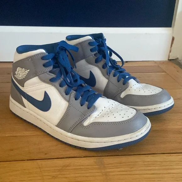 Nike | Shoes | Air Jordan Mid Blue Grey And White Cement  display picture 2
